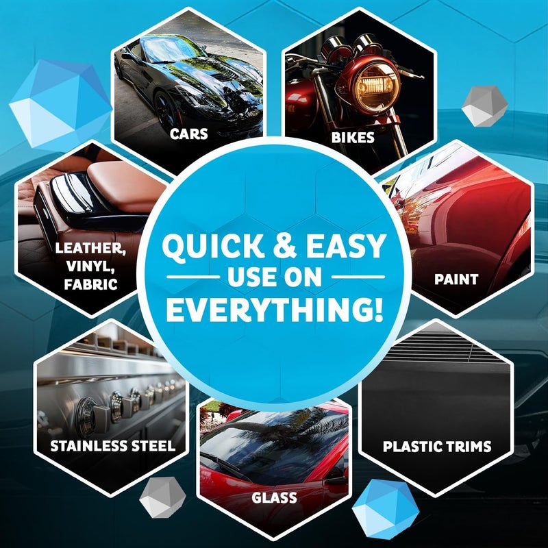 MXL MAXLONE ™ Car Spray with Triphene® Technology, Quick Spray & Wipe All Purpose Waterless Detailer - Clean, Shine, Protect Paint, Glass, Wheels, Trim Without Pre-Washing (2, 20oz w 4 Micro Fiber Cloth) - Image 3